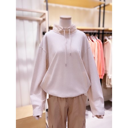 스트링 넥 우븐배색 맨투맨