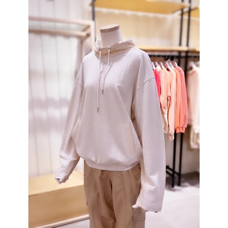 스트링 넥 우븐배색 맨투맨