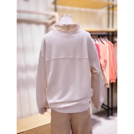 스트링 넥 우븐배색 맨투맨