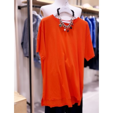 데미지 디테일 박시핏 반팔 티셔츠