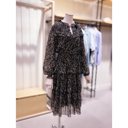 스모킹 러플 포인트 롱 원피스