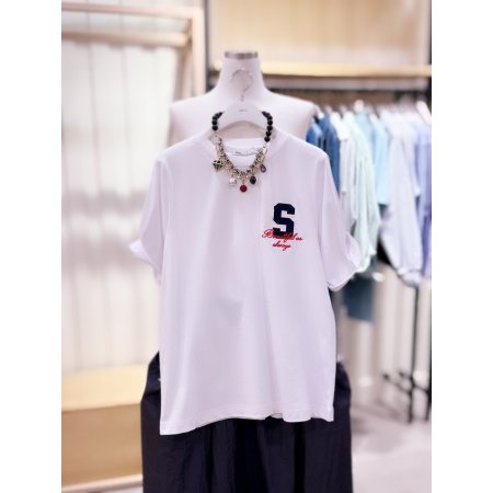 S 자수 반팔 티셔츠