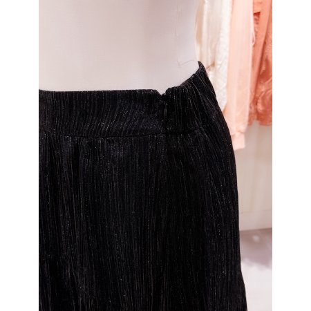 메탈주름지 라운드 절개 롱 스커트