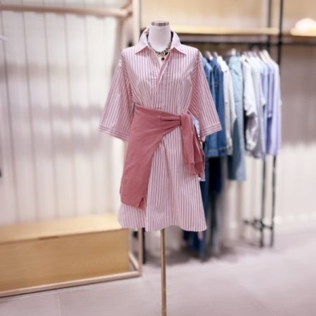 박시슬리브 스트라이프 셔츠