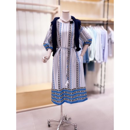 허리스트링 5부 패턴 롱원피스