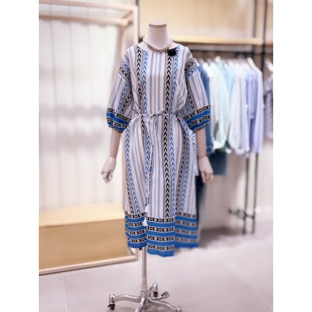 허리스트링 5부 패턴 롱원피스