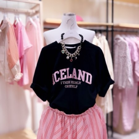 ICELAND 자수 라글란 티셔츠