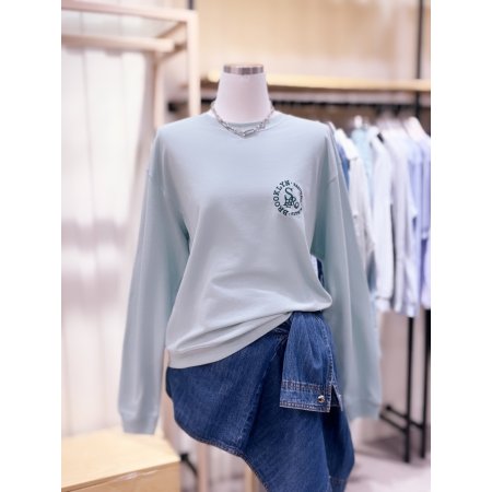 레터링 자수 절개 맨투맨 티셔츠