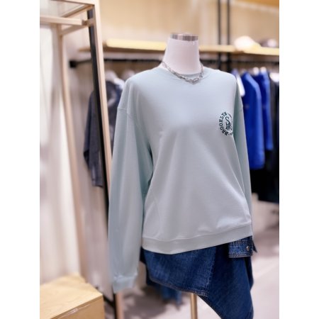 레터링 자수 절개 맨투맨 티셔츠