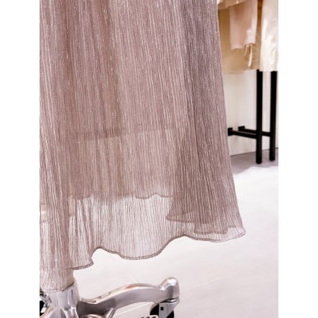 메탈주름지 절개 롱 스커트