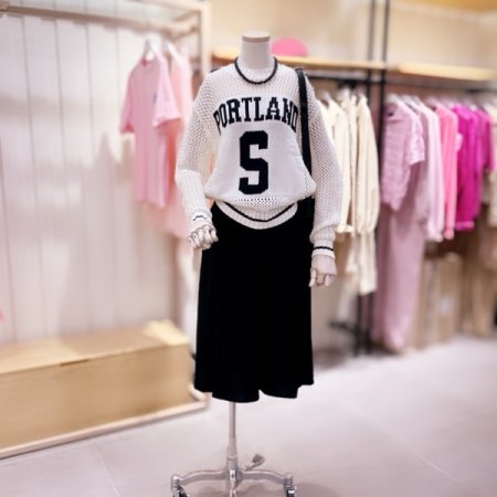 시에로 앞뒤 편차 미디 플레어 스커트