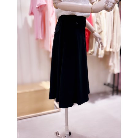 시에로 앞뒤 편차 미디 플레어 스커트