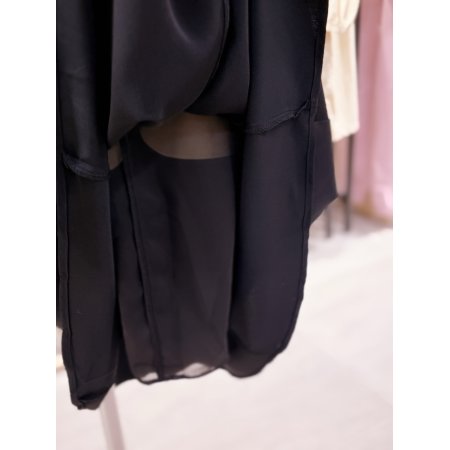 시에로 앞뒤 편차 미디 플레어 스커트