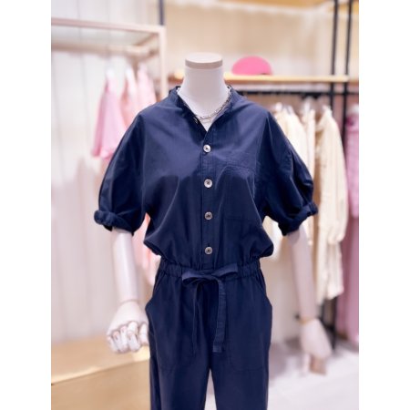 볼륨반팔 제천 벨트끈 워싱 점프수트