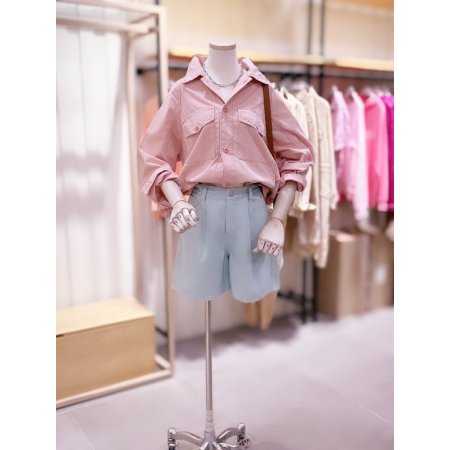 포켓 디테일 숏기장 워싱자켓