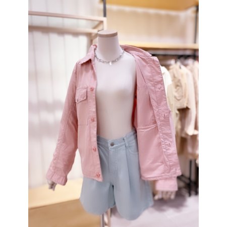 포켓 디테일 숏기장 워싱자켓