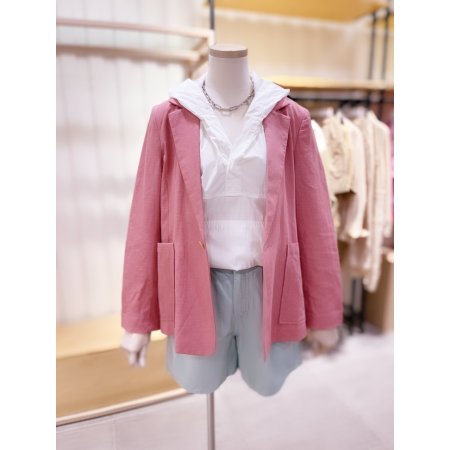 아웃포켓 싱글단추 린넨 자켓