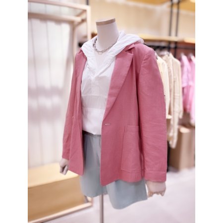 아웃포켓 싱글단추 린넨 자켓