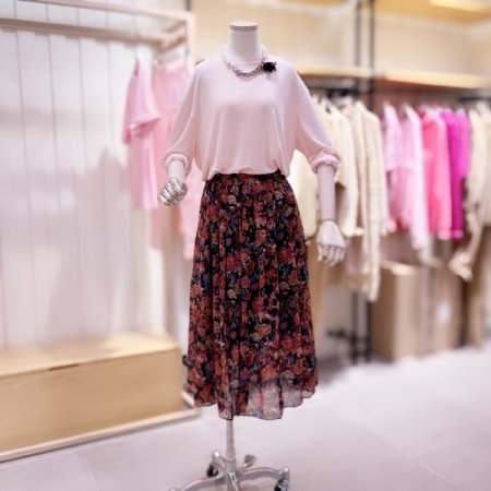 플라워 프린트 쉬폰 스커트