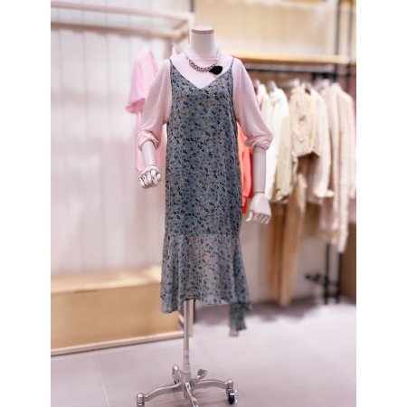 플라워 프린트 언발 뷔스티에 원피스