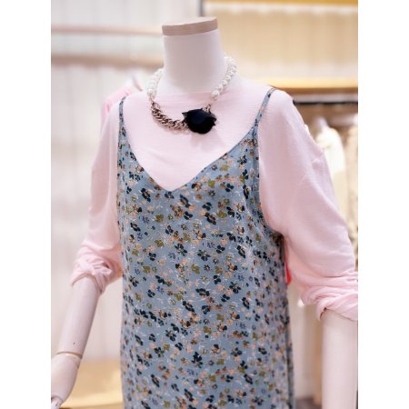 플라워 프린트 언발 뷔스티에 원피스