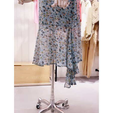 플라워 프린트 언발 뷔스티에 원피스