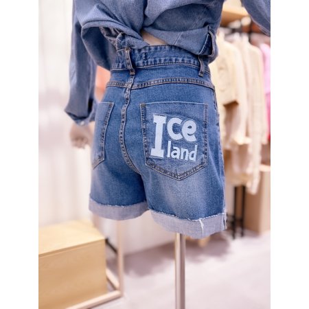 힙포켓 자수 포인트 데님 숏팬츠