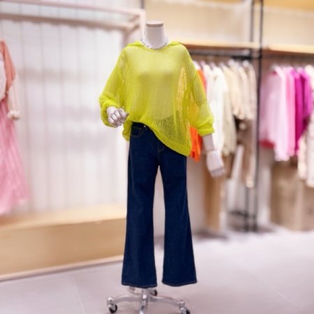 루즈핏 망사 후드 니트