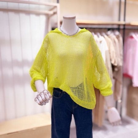 루즈핏 망사 후드 니트