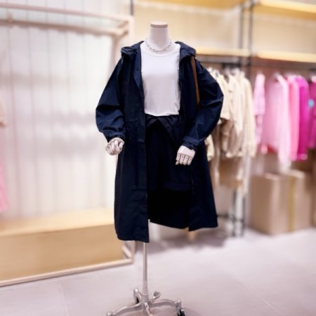 허리 스트링 노출 후드 야상 점퍼