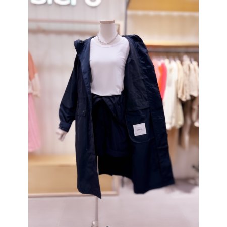 허리 스트링 노출 후드 야상 점퍼