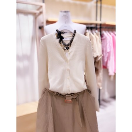 브이넥 골지 숏기장 가디건