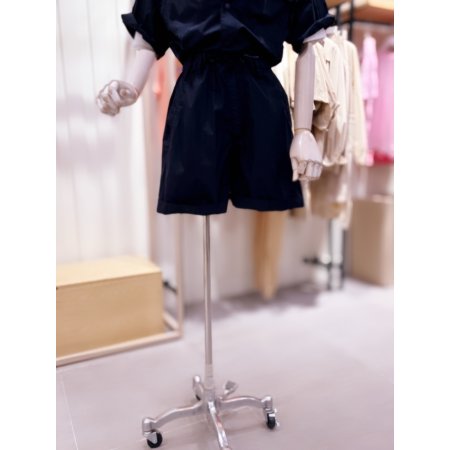 하이넥 허리스트링 반팔 점프수트