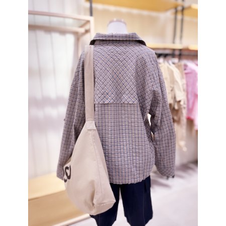 밑단 스트링 포인트 체크 셔츠