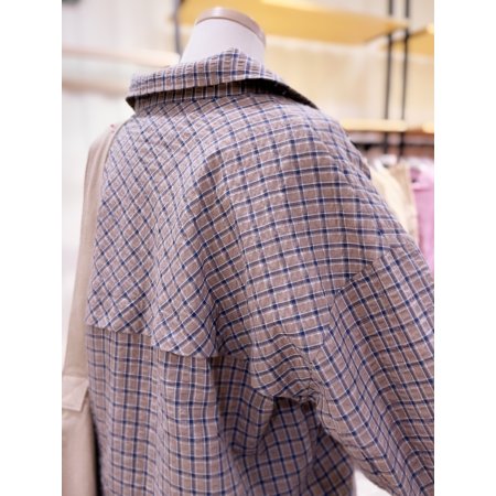 밑단 스트링 포인트 체크 셔츠