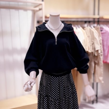 반집업 7부 후드 티셔츠