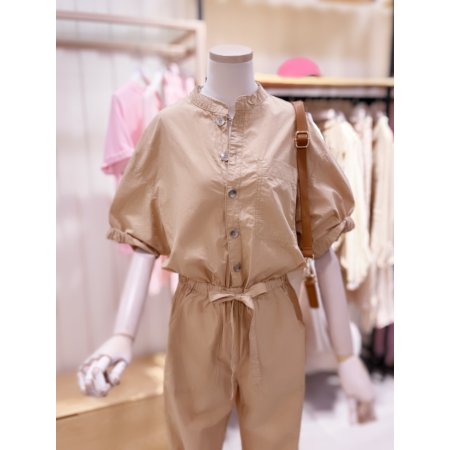 볼륨반팔 제천 벨트 워싱 점프수트