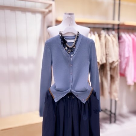 브이넥 골지 가디건