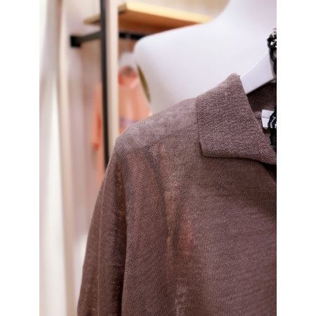 오픈카라 포인트 린넨 니트