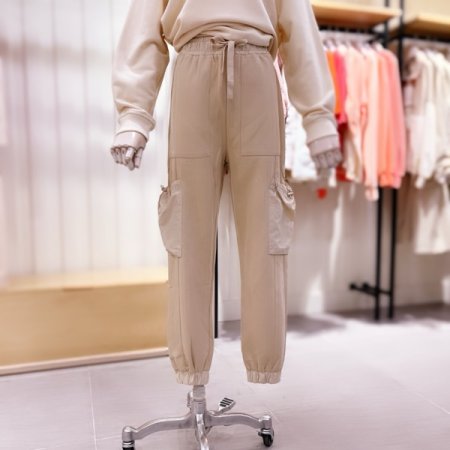 우븐배색 믹스 스트링 조거 팬츠