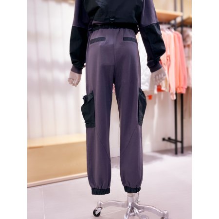 우븐배색 믹스 스트링 조거 팬츠