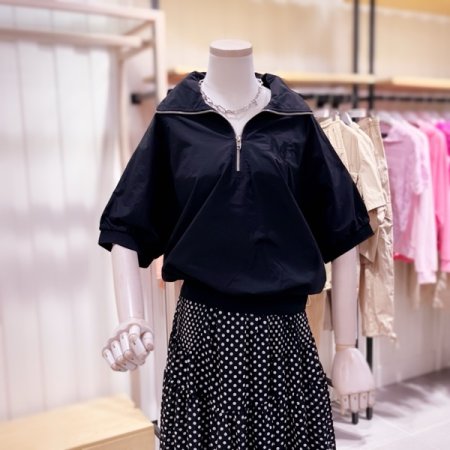 자수 반집업 우븐믹스 맨투맨 티셔츠