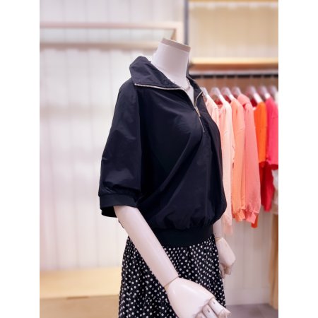 자수 반집업 우븐믹스 맨투맨 티셔츠