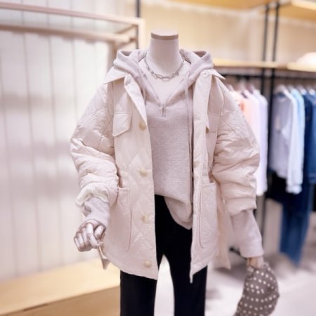 퀼팅 벨티드 다운점퍼