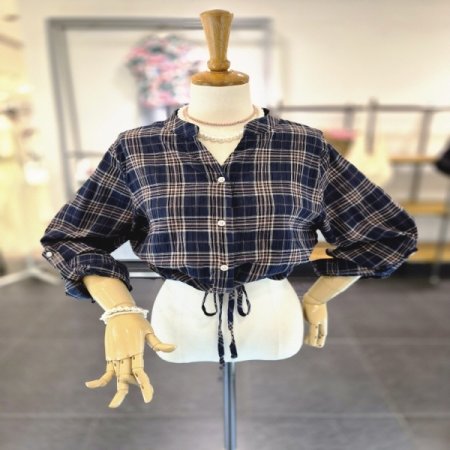 차이체크롤업셔츠