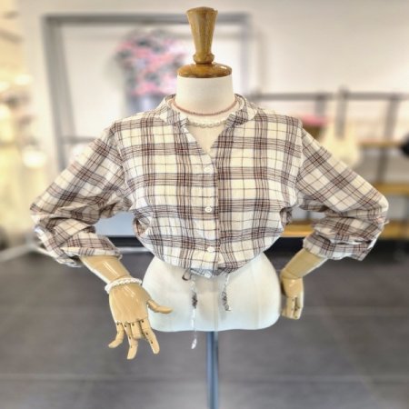 차이체크롤업셔츠