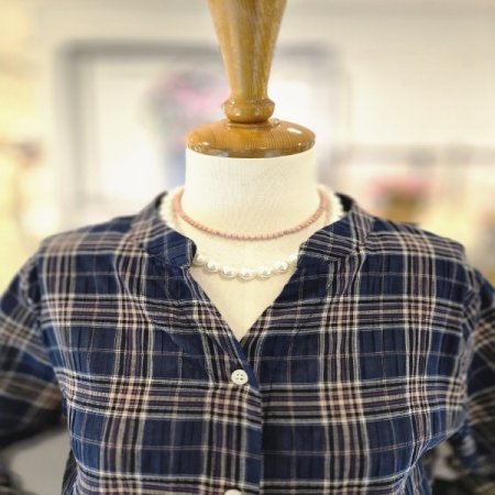 차이체크롤업셔츠