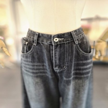 블랙워싱스냅청바지