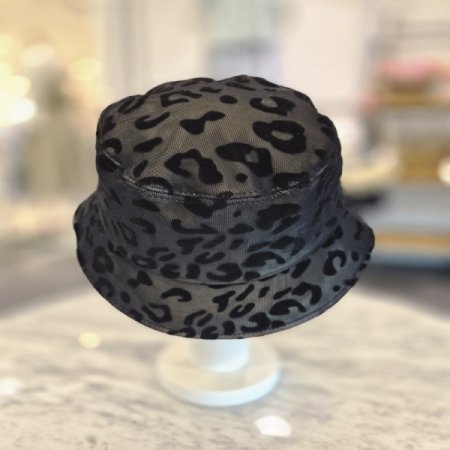 호피망사버킷햇