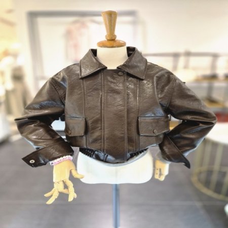 포켓블루종레더자켓